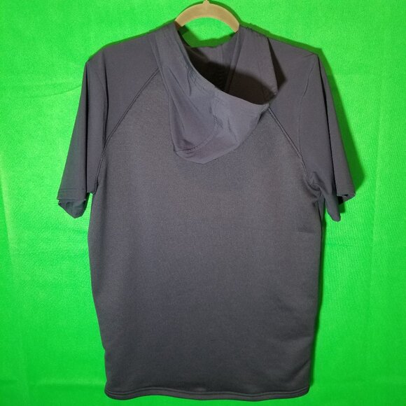 Under Armour Short Sleeve Scuba Knit Hoodie Men Small Loose Navy Blue - Picture 2 of 6